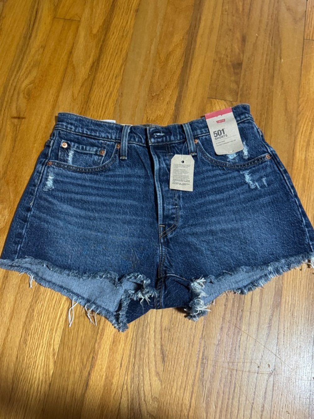 Levi's Dark Blue Distressed Cutoff Jean Shorts
